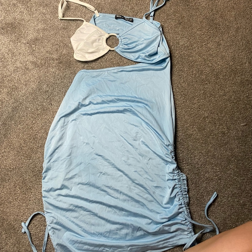 blue and white womens dress